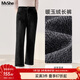 MsShe【暖玉絨牛仔褲】大碼女裝2025秋冬裝胖mm巨顯瘦加絨褲子女200斤 【暖玉絨長(cháng)褲B】牛仔黑色現貨 3XL