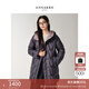 玖姿·安娜蔻休閑減齡連帽中長(cháng)款壓膠鵝絨羽絨服女2025冬季新款 丈青 M