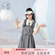 紫涵（ZIHAN）紫涵學(xué)院風(fēng)假兩件連衣裙女夏季收腰顯瘦拼接馬甲中長(cháng)裙子 灰色 XS