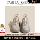CAMILA KSENIA老爹鞋女士2025新款冬季復古網(wǎng)面透氣舒適厚底增高時(shí)尚百搭運動(dòng)鞋 灰色 38
