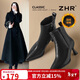 ZHR細跟短靴冬季女鞋復古氣質(zhì)高跟鞋增高尖頭及踝靴子 BQ150A黑色38