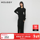 moussy 新品簡(jiǎn)約風(fēng)淑女H型長(cháng)款針織連衣裙010HA673-7891 020黑色 S