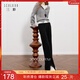 三彩2025冬季新款雪尼爾微喇褲休閑褲開(kāi)叉長(cháng)褲顯瘦簡(jiǎn)約M