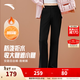 安踏（ANTA）自由褲丨加絨喇叭褲修身通勤褲女裝冬季防潑水商務(wù)梭織運動(dòng)長(cháng)褲子 基礎黑-2 S (女160)