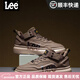 Lee男鞋秋季新款休閑鞋厚底高幫鞋潮牌運動(dòng)板鞋懶人免系帶套腳鞋子男 咖啡色 40 【偏大/請拍小一碼】