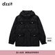 DZZIT地素粗花呢拼接羽絨服外套秋冬小香風(fēng)抽繩連帽女 黑色 S