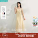 茵曼（INMAN）章若楠同款歐若風(fēng)法式吊帶連衣裙2026夏季新品女裝淡鵝黃色裙子 淺黃色 (方領(lǐng)) S
