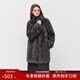 范思藍恩學(xué)院復古風(fēng)一手長(cháng)仿羊毛皮草2025冬裝立領(lǐng)牛角扣短外套女 流光灰咖 S
