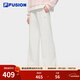 FILA FUSION斐樂(lè )潮牌針織直筒長(cháng)褲女25冬季新款時(shí)尚休閑寬松闊腿褲子 云白色-WT S 160/62A/S