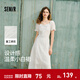 森馬（Semir）連衣裙女設計感重工繡花氣質(zhì)夏2025新款花邊翻領(lǐng)泡泡袖小白裙 米白10312 S