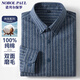 諾貝爾保羅（NOBOLPAUL）100%純棉長(cháng)袖襯衫男士條紋秋冬季新款長(cháng)磨毛休閑商務(wù)男裝爸爸襯衣 【純棉豎條紋】3081蘭條 40 （建議125-140斤）