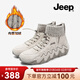Jeep小短靴女加絨棉鞋秋冬新款保暖雪地靴女絨面羊毛戶(hù)外工裝高幫鞋女 灰色加絨 37