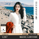 歌力思（ELLASSAY）【博主同款】新款100%綿羊毛騏驥紅東方簡(jiǎn)奢風(fēng)針織連衣裙女B-M029 純凈白 M