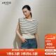 艾諾絲雅詩(shī)【商場(chǎng)同款】2025夏季新品松弛感條紋撞色無(wú)袖針織衫上衣40438130 黑白條 M