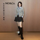 MO&Co.【秦嵐同款】裙褲2025冬新品智性學(xué)院格紋壓褶A字短裙MBE4SOTT05 灰黑格 S /160