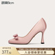 Lily Wei【蜜桃雪山】粉色蝴蝶結甜美氣質(zhì)婚鞋名媛百搭高跟鞋小碼 粉色【跟高9cm】 35