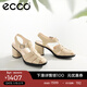 愛(ài)步（ECCO）羅馬涼鞋女 優(yōu)雅媽媽百搭透氣粗跟編織風(fēng)高跟鞋 雕塑222723 石灰色22272301378 37