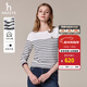哈吉斯（HAZZYS）女裝 秋款T恤經(jīng)典條紋休閑長(cháng)袖T恤ABTSE0BCF05 白色WT M (160/84A 38)