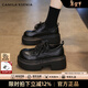 CAMILA KSENIA樂(lè )福鞋女冬季2025新款大頭黑色英倫風(fēng)小皮鞋厚底增高學(xué)院風(fēng)休閑鞋 黑色 37