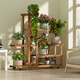 安爾雅松木花架子客廳陽(yáng)臺多肉植物多層組裝花臺簡(jiǎn)約置物架花擺架帶輪