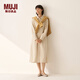 MUJI 女式 木棉混燈芯絨長(cháng)袖連衣裙女裝裙子長(cháng)裙連身裙冬季襯衫裙 象牙色 S （155/80A）
