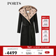 PORTS寶姿女裝2024秋季新款LOGO提花連帽羊毛大衣ALT9C009UZW022 黑色印花 M （6）