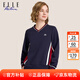 ELLE ACTIVE 舒緩極簡(jiǎn)系列V領(lǐng)衛衣女裝秋季百搭活力拼色休閑通勤舒適衛衣女 藏青色 L