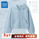 真維斯插肩袖短款開(kāi)衫衛衣女裝春秋季2026年新款時(shí)尚百搭連帽外套上衣GX 霧霾藍-純色 【綿柔親膚】 S