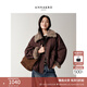 玖姿·安娜蔻美式工裝風(fēng)拼毛翻領(lǐng)谷倉夾克外套女2025冬季新款 紅咖 L