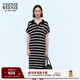 Teenie Weenie小熊女裝時(shí)尚簡(jiǎn)約春夏松弛感連袖V領(lǐng)翻領(lǐng)毛衣白色連衣裙 藏青色 M