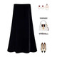 幾米初印黑色金絲絨半身長(cháng)裙加絨加厚A字裙女春季新款顯瘦中長(cháng)款大擺裙 黑色 L
