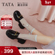 他她（TATA）英倫厚底顯高樂(lè )福鞋女鞋jk學(xué)院加絨小皮鞋單鞋7OL34CA5 黑色（跟高6CM） 39