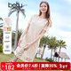 百圖betu女裝2025夏季新款連衣裙鏤空精美蕾絲流蘇裝飾裙子女2504T90 杏色 M