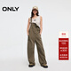 ONLY2025秋季新款復古寬松高腰直筒長(cháng)褲牛仔背帶褲牛仔褲女|12517M001 E06蘆薈綠色 M M褲長(cháng)減短