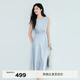 伊芙麗（eifini）蔣欣代言圓領(lǐng)解構感腰節褶皺設計無(wú)袖長(cháng)款背心連衣裙2025夏裝新款 冰川藍 L