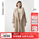 朗姿【尖貨補單】麂皮絨羊毛羊剪絨外套大衣女法式連帽泰迪顆粒絨皮草 象牙白色2 M