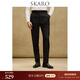 SKARO【加厚羊毛呢】那不勒斯西褲男士冬季巴黎扣長(cháng)褲高腰西裝褲 黑色SKD551-1 48