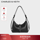 CHARLES&KEITH雙肩帶鉚釘簡(jiǎn)約單肩腋下包生日新年禮物送女友CK2-20782708 Noir黑色 S