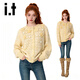 GROUND ZEROit 潮牌女裝2025秋款開(kāi)衫毛衣淺藍色花朵鏤空休閑針織上衣外套 黃色 均碼 80-125斤/150-175cm