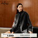 伊芙麗（eifini）蔣欣代言羊毛羊絨連帽拉鏈大衣一手長(cháng)毛呢外套2025冬季 深灰 中長(cháng)款 綿羊毛山羊絨 L 125-135斤