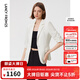 朗姿【尖貨補單】法式修身商務(wù)通勤設計感七分袖夏季新款女士西裝外套 白色 S 155/76A