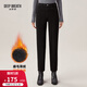 深呼吸DEEP BREATH女裝高腰彈力薄絨休閑煙管牛仔長(cháng)褲A100144 科技黑 M (3)