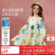 ASK JUNIOR童裝兒童裙子女童春裝連衣裙中大童田園風(fēng)純棉公主裙 花色 170
