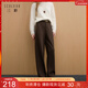 三彩2025冬季新款加絨休閑褲保暖長(cháng)褲高腰直筒褲氣質(zhì)通勤顯瘦M