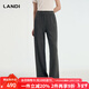 藍地（LANDI）深灰色軟糯舒適休閑直筒闊腿褲女含羊絨真絲冬新品 深灰色 L