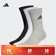 adidas三雙裝舒適襪子男女阿迪達斯官方   中麻灰/白色/黑色   M
