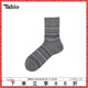 Tabio細條紋襪子男秋冬含羊毛親膚透氣復古中筒襪日系男襪ins百搭 灰色條紋 均碼 (25-27cm)