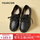意爾康女鞋樂(lè )福鞋軟底系帶秋季媽媽鞋平底單鞋護士鞋 26461W 黑色 37