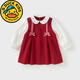 G.duck兒童女童連衣裙寶寶2025新款秋裝兒童紅色公主裙寶寶洋氣裙子 紅色 80 建議75-85cm9-12月cm (建議