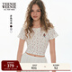 Teenie Weenie小熊女裝T恤2025夏季新款活力清新田園碎花圓領(lǐng)短袖 象牙白 XL